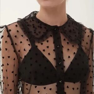 Las Pepas Sheer Black Heart Blouse